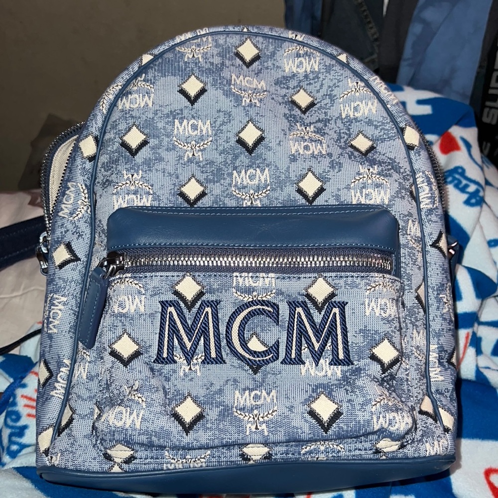 Blue MCM midsized Backpack